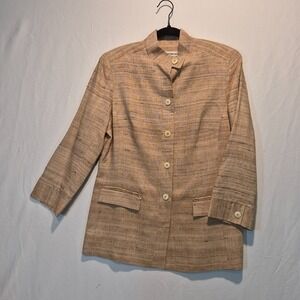 Vintage BARRY BRICKEN 10 Woven Silk Jacket Retro Resortwear Quiet Luxury Classic